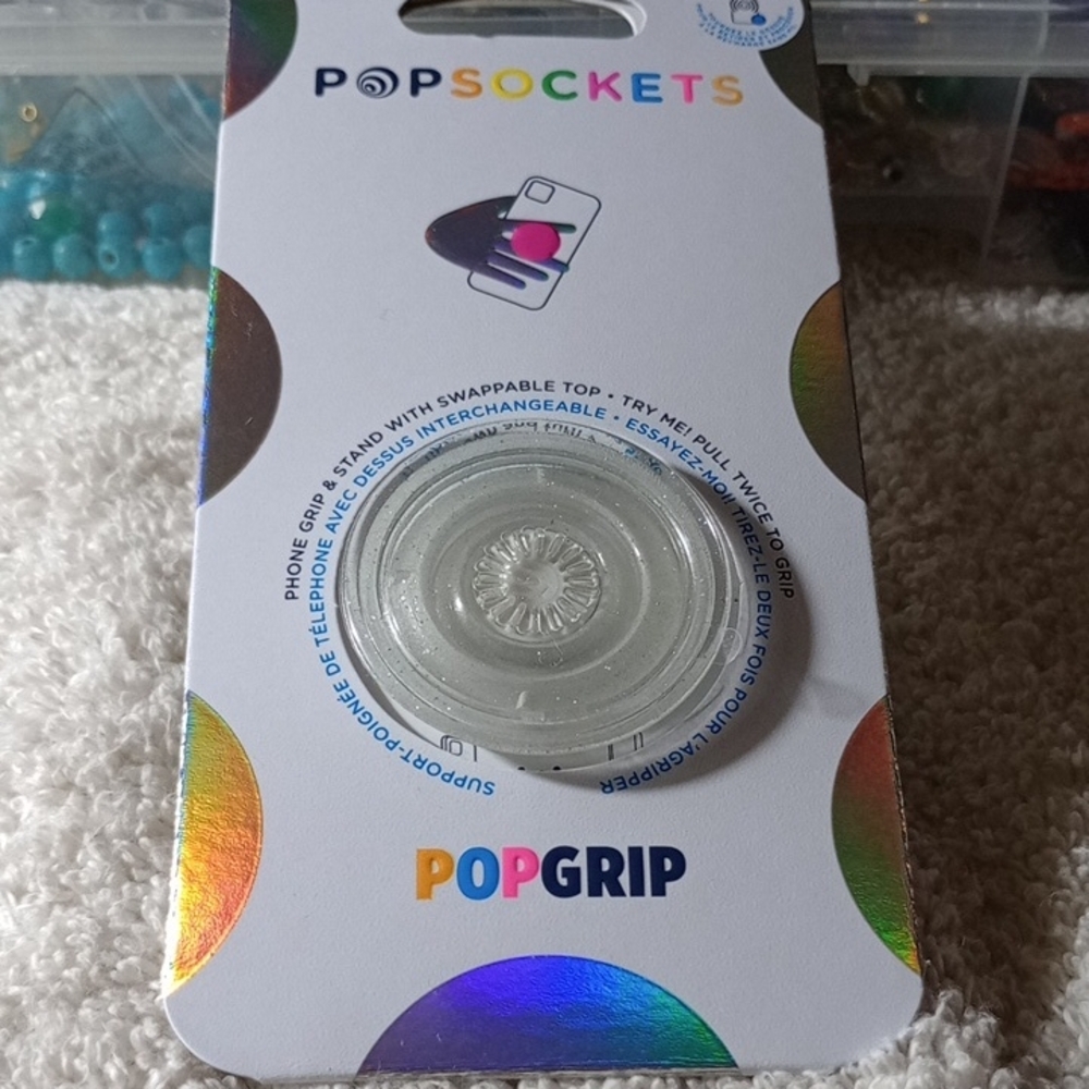 PopSocket Clear Phone Grip with Rainbow Accents